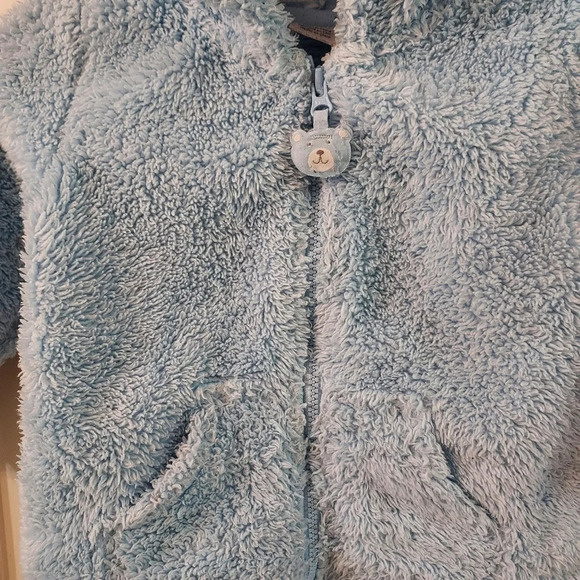 Carter's Baby Boy Blue Bear Sherpa Hooded Jacket Zip in Size 12M - Picture 2 of 10